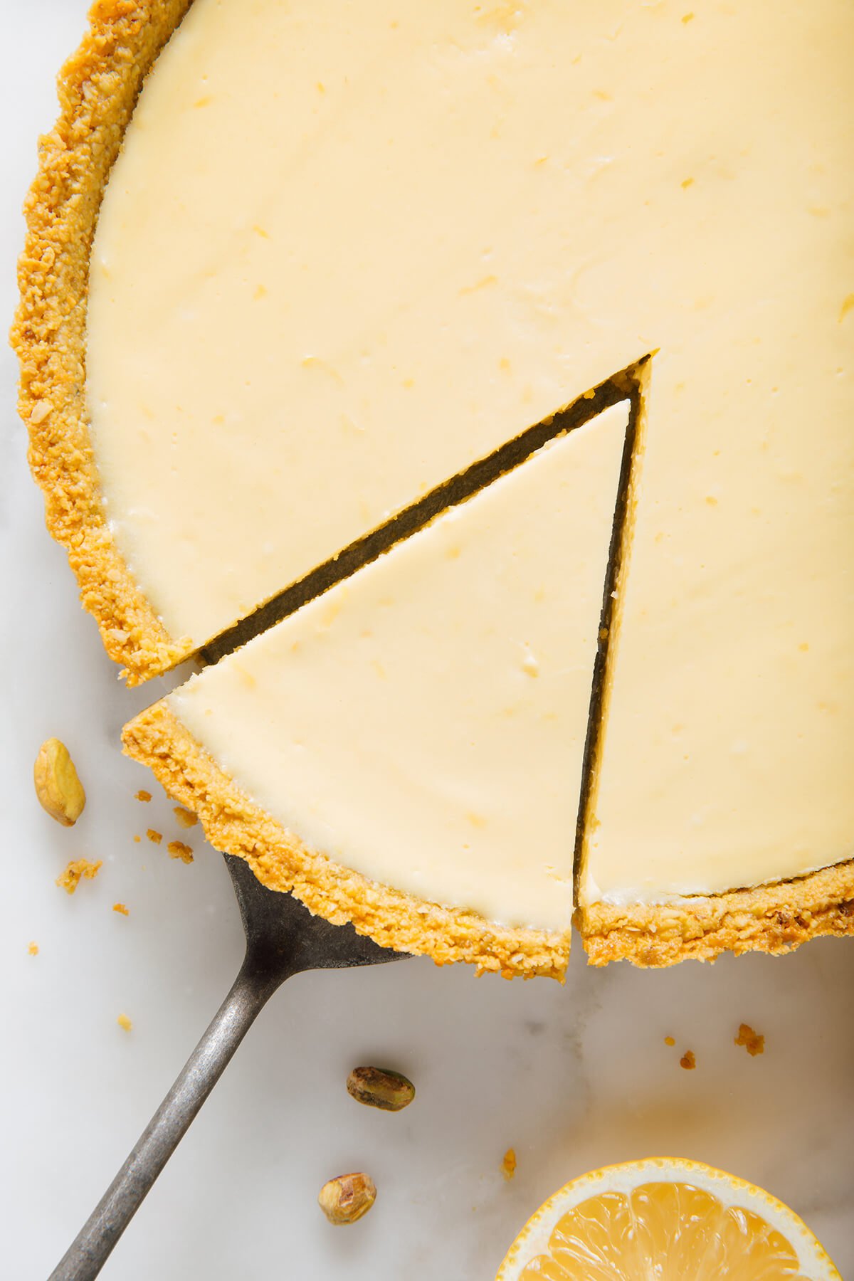 sliced cheesecake tart